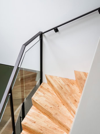 Stalen trapleuning met balustrade met glas
